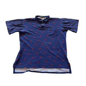 Polo Ralph Lauren Mens XL Navy Blue Red Lobster All Over Print Polo Shirt MIUSA